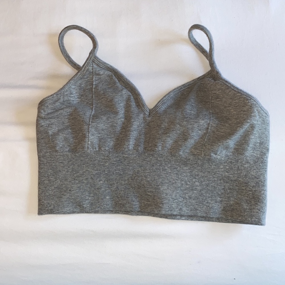ALO Yoga Gray Ribbed V-Neck Bralette Tank